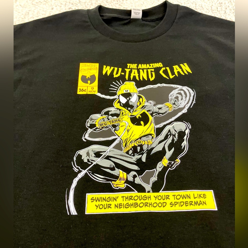 Wu-Tang Spiderman Collab inspired by Protect Ya Neck Lyrics Comic Black Tee